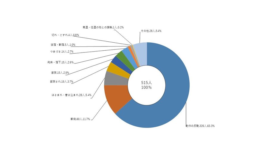 図3 演習訓練時における負傷者等の事故型別人数